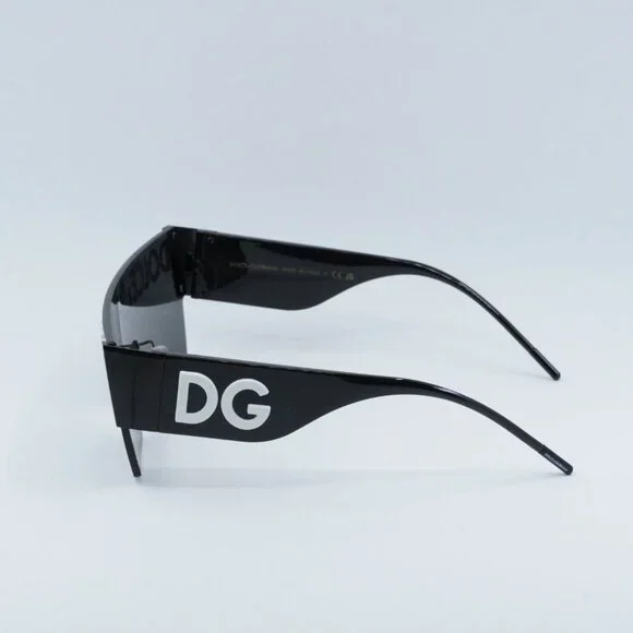 Dolce & Gabbana DG2233 01/87 Sunglasses Black Shield Frame, Grey Lenses - Picture 11 of 13
